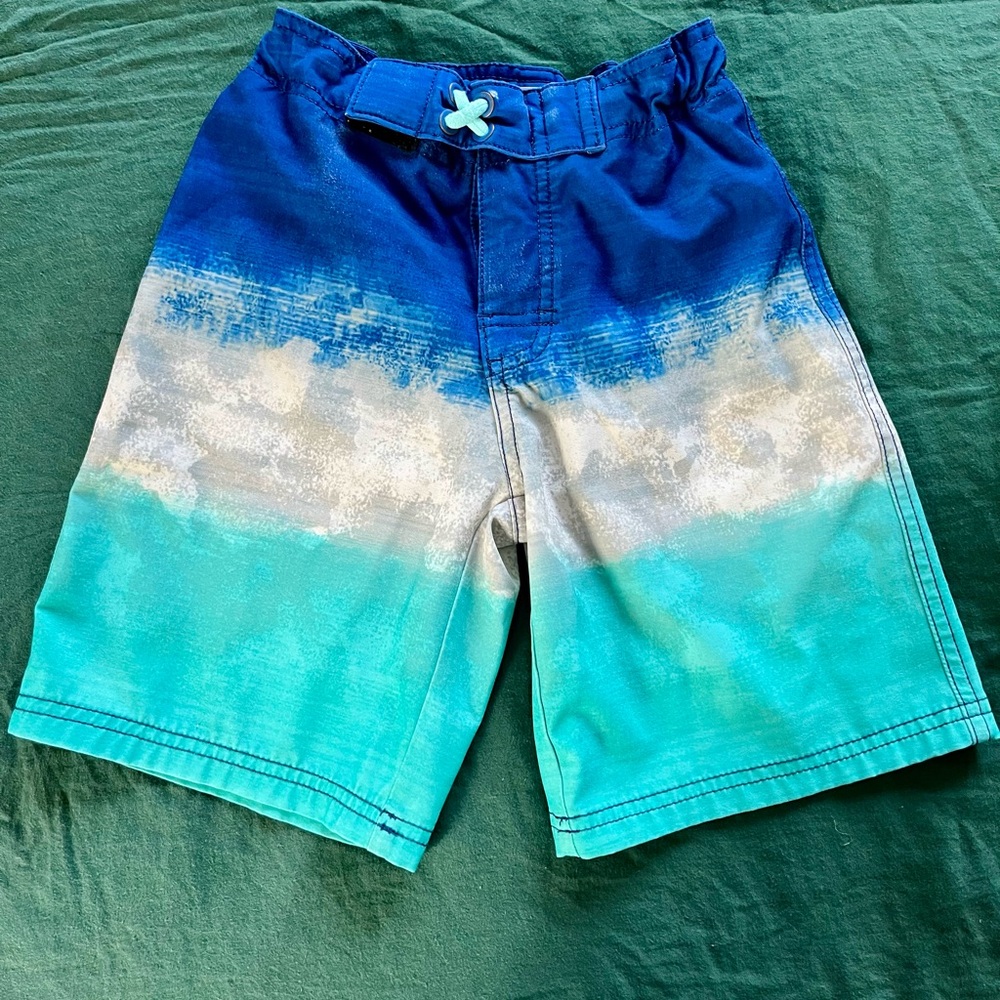 Wonder Nation Blue and Aqua Kids Swim Trunks
